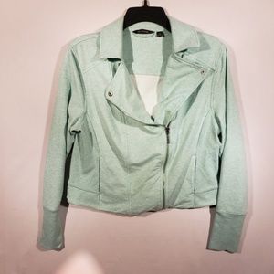 H by Halston mint green moto jacket size 14